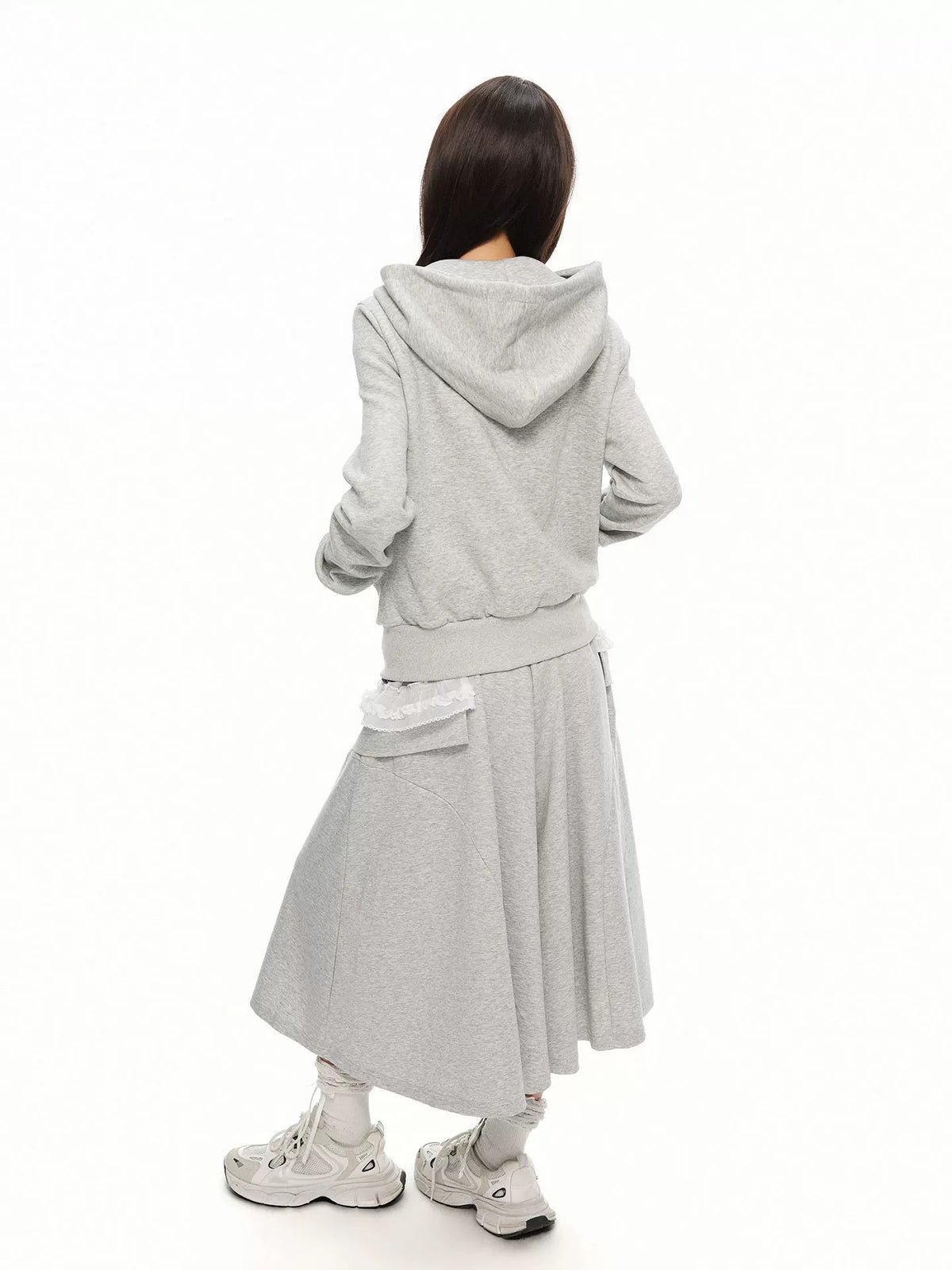 Oversized Contrast-Zip Hoodie
