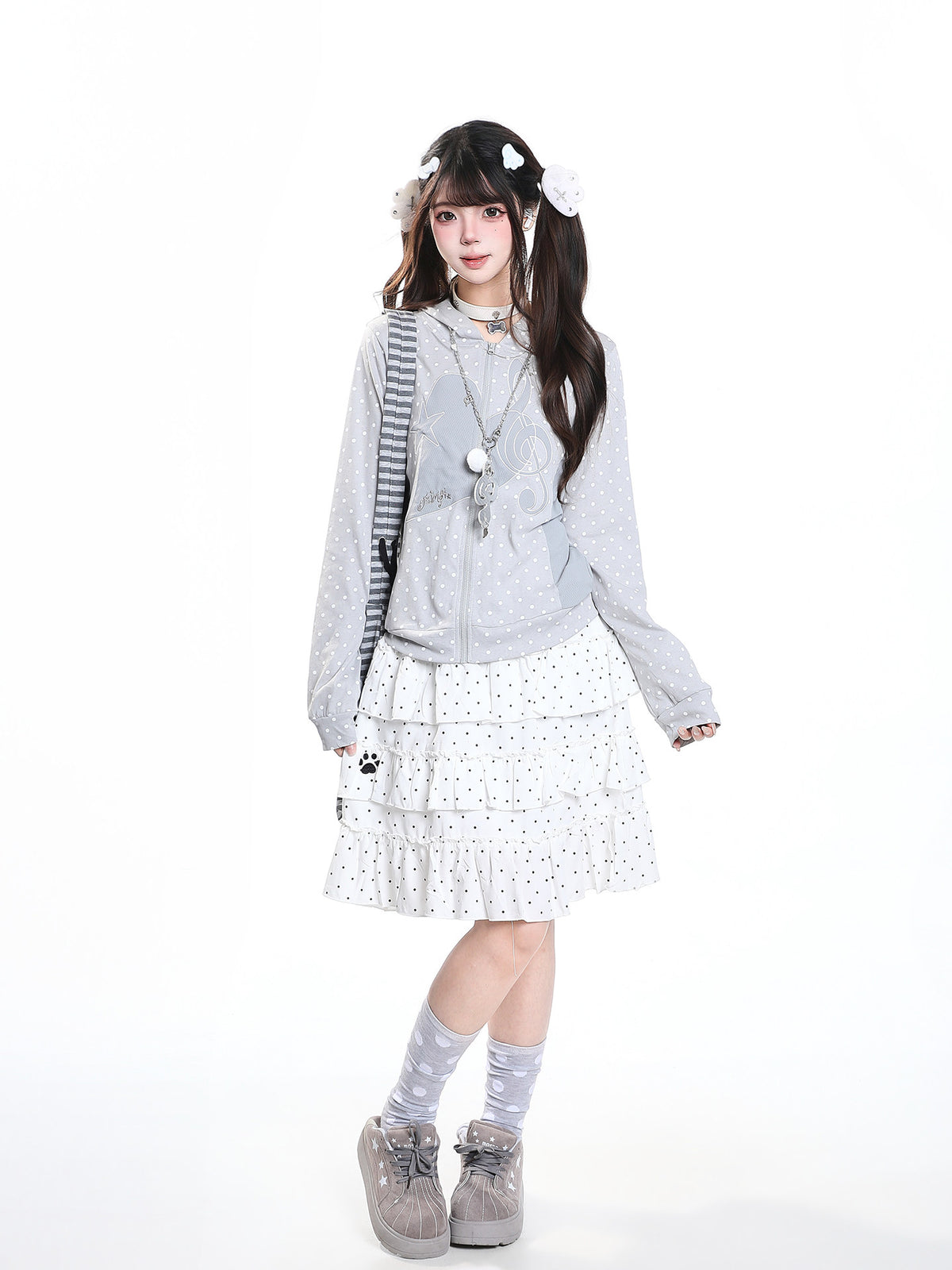 Polka Dot Star Zip-Up Hoodie
