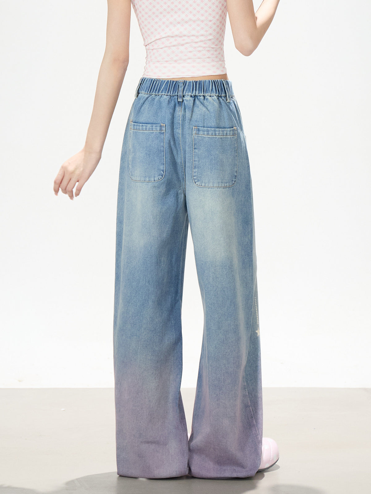 Dreamy Unicorn Star Washed Wide-Leg Jeans