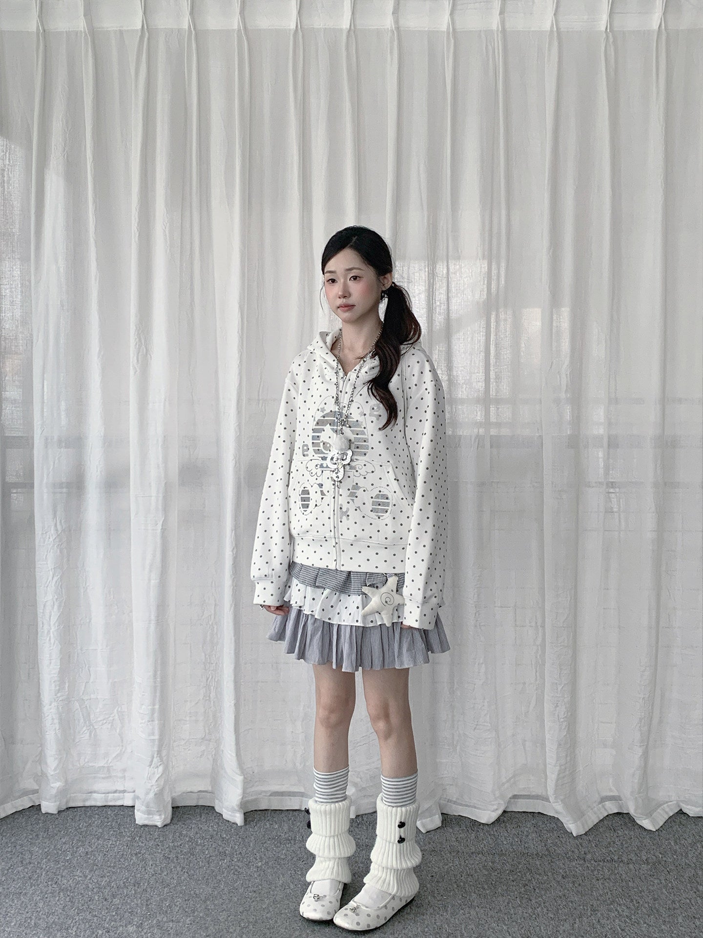 Polka Dot Dream Planet Zip-Up Hoodie