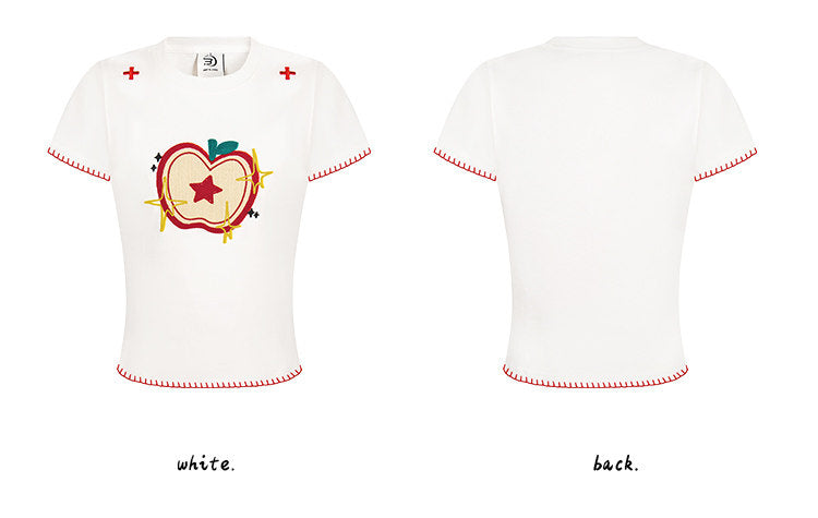 Apple Star Embroidered Baby Tee