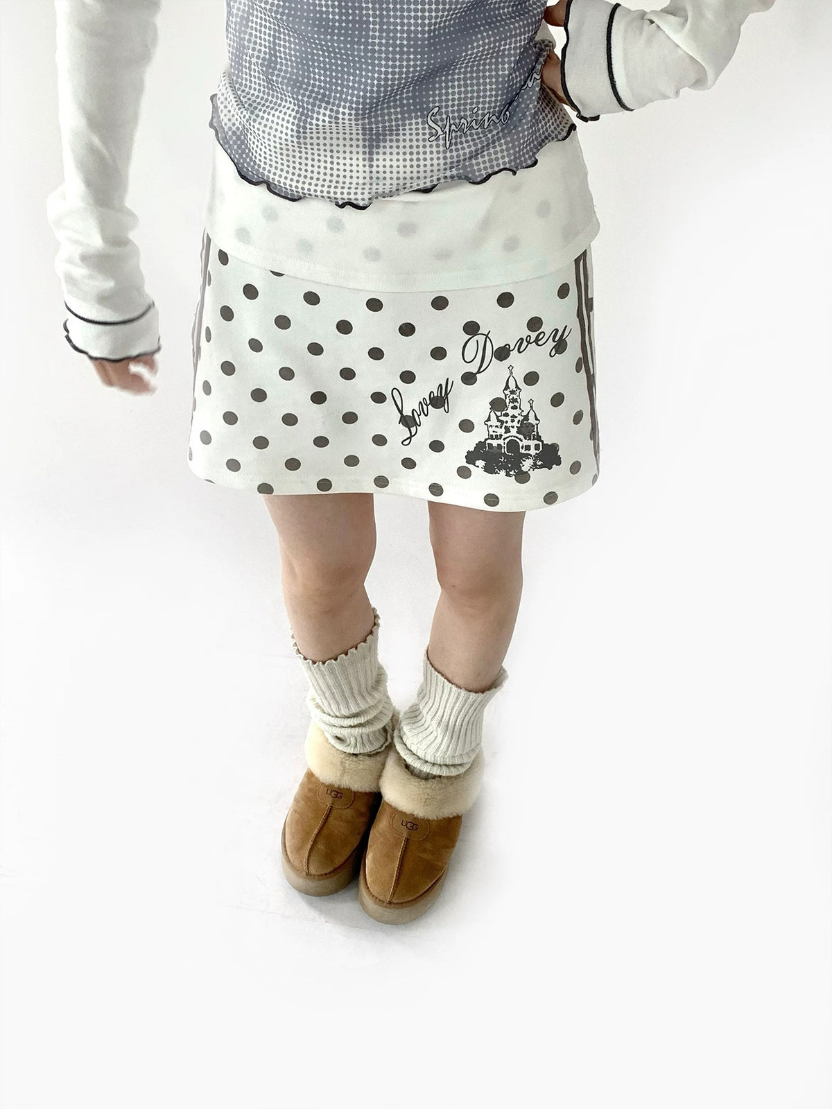 Polka Dot Dream Castle Low-Rise Mini Skirt