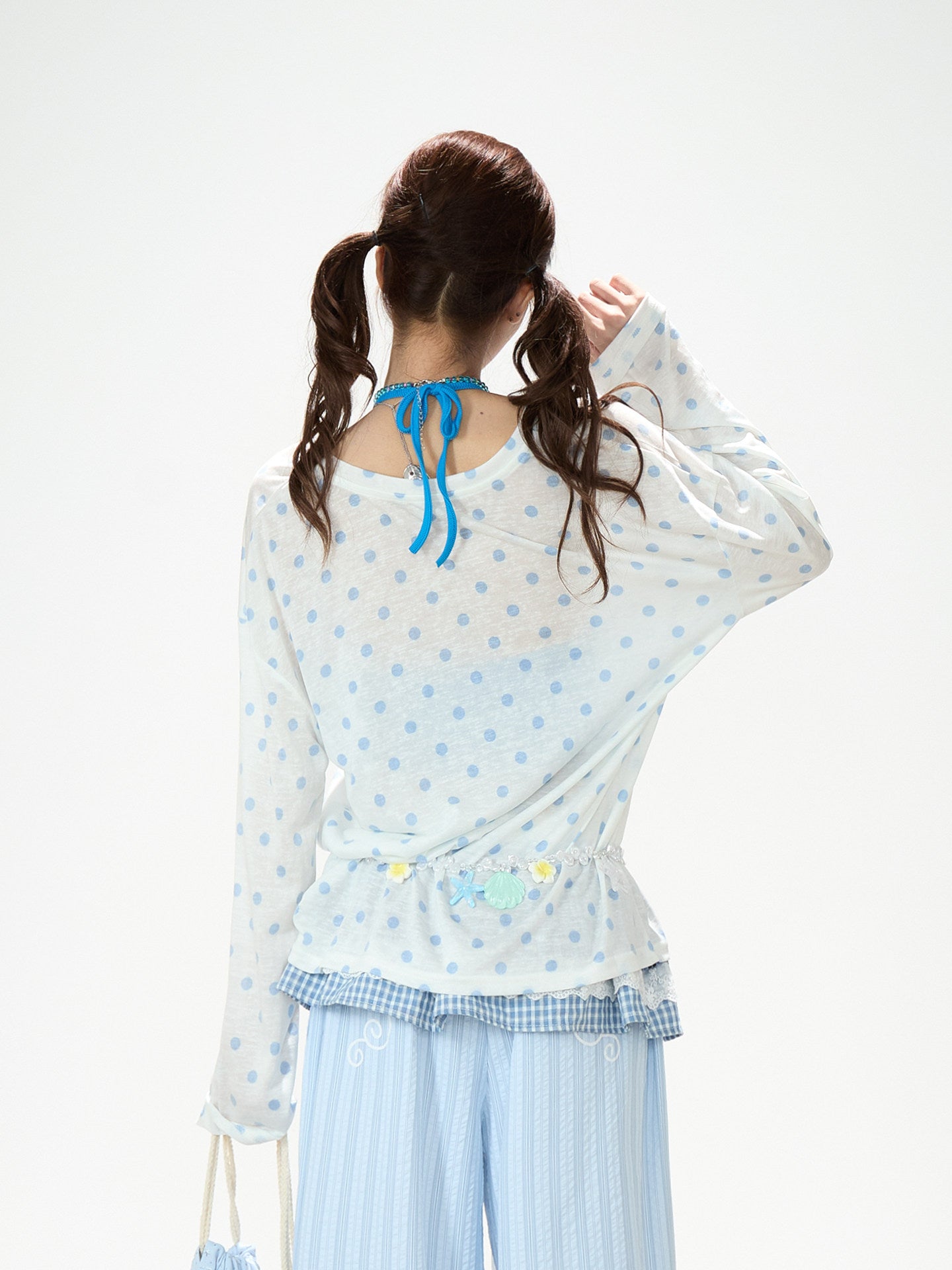 Polka Dot Layered Top & Wide-Leg Pants