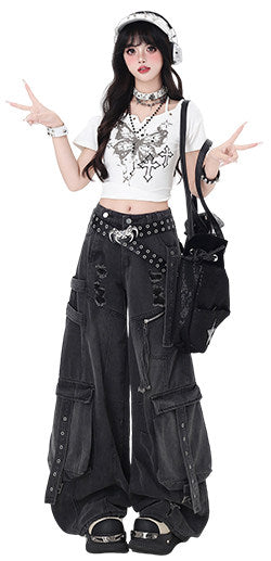 Butterfly Fragment Halter Graphic Top with Arm Warmers