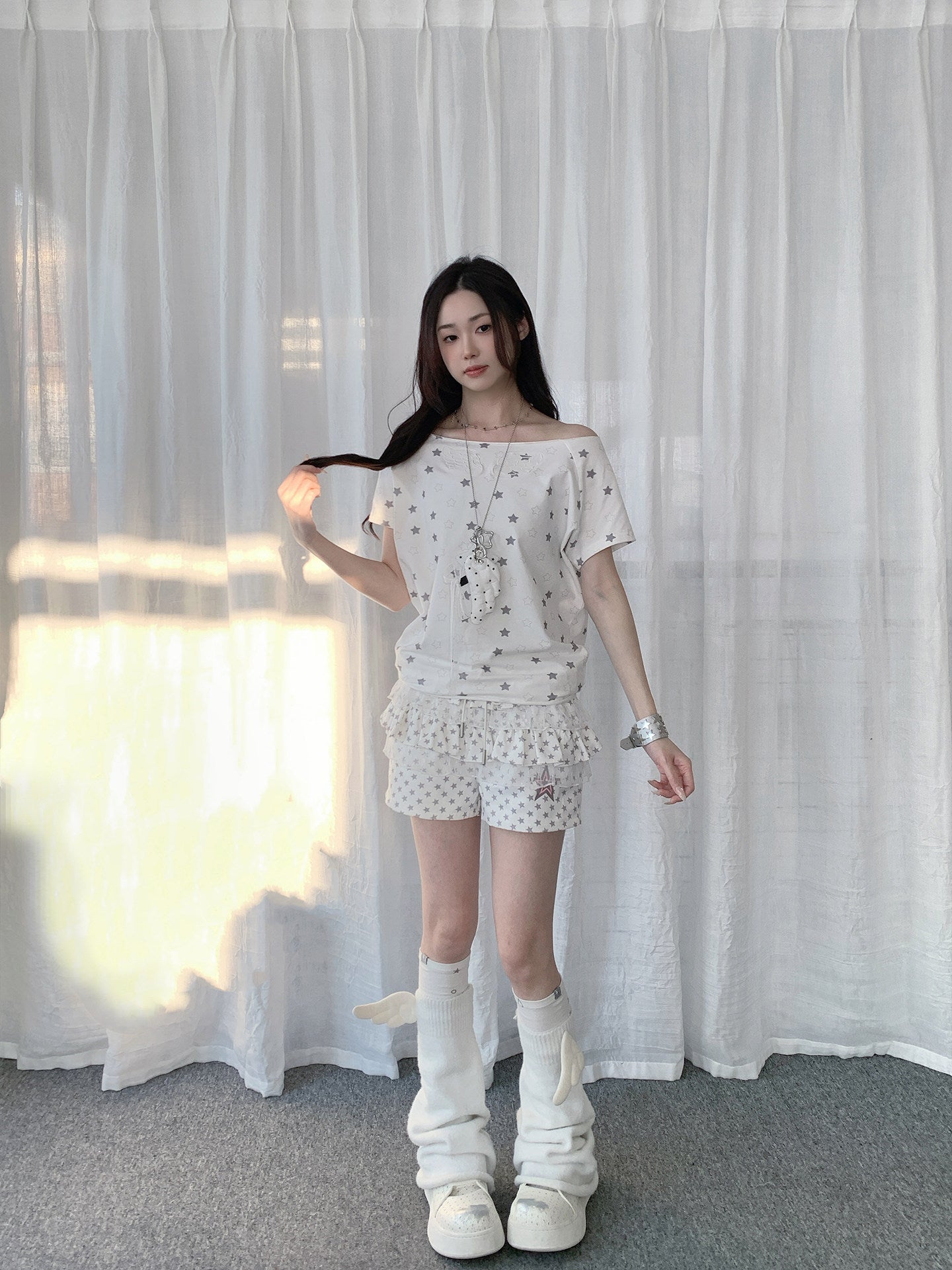Star Lace Tiered Ruffle Shorts