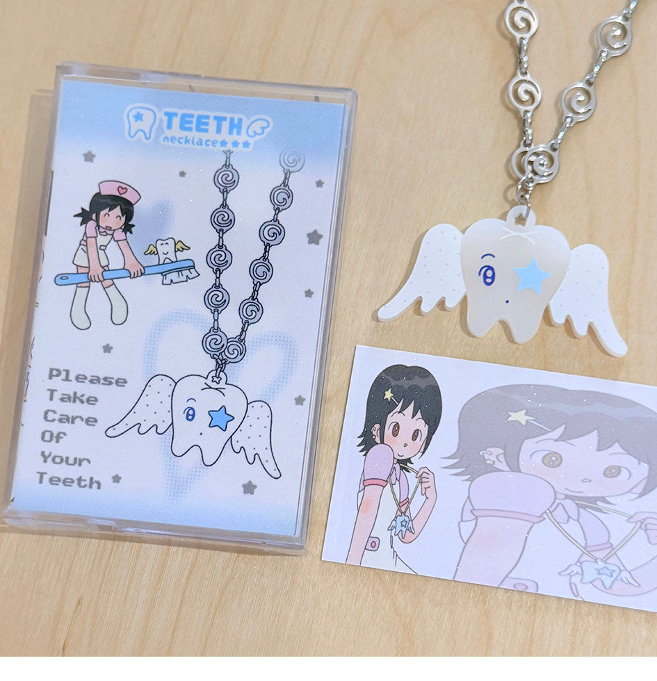 Please Take Care Angel Tooth Necklace