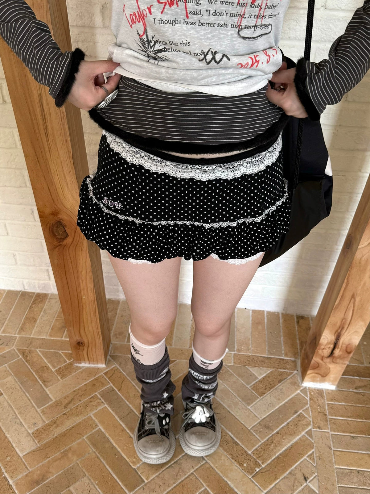 Midnight Star Lace Bubble-Hem Mini Skort