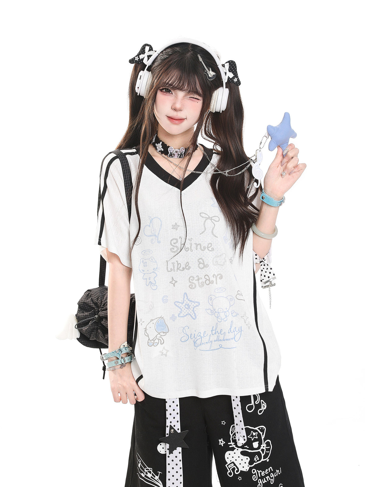 Shine Like a Star V-Neck Graphic Tee