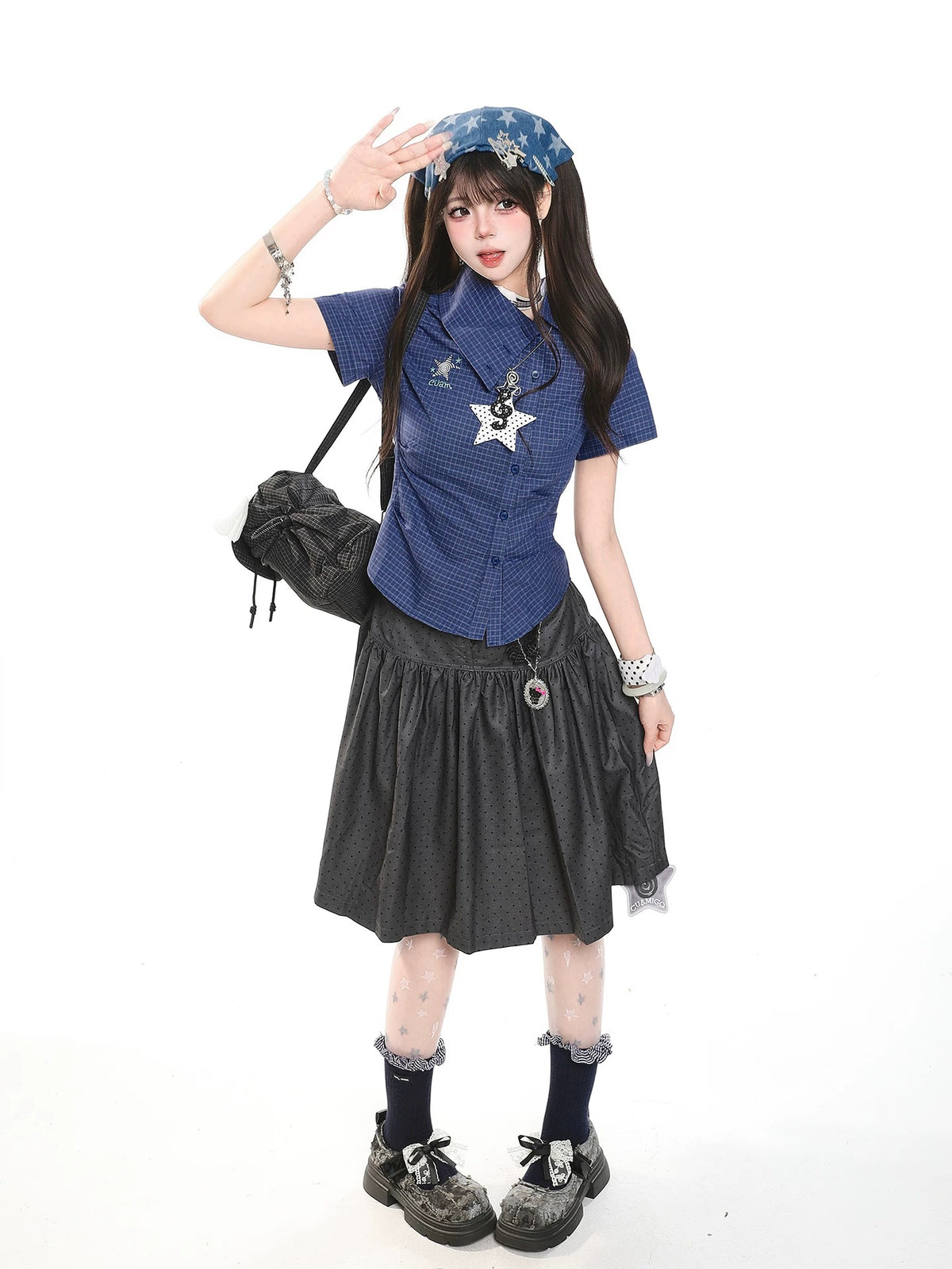 Rainbow Heart Plaid Fitted Short-Sleeve Shirt