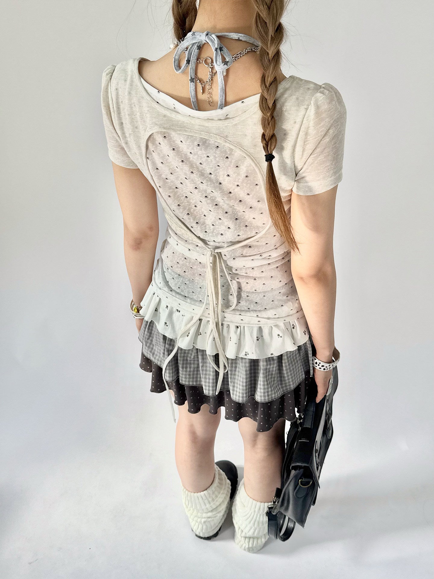 Angel Cat Back-Tie Layered Lyocell Tee