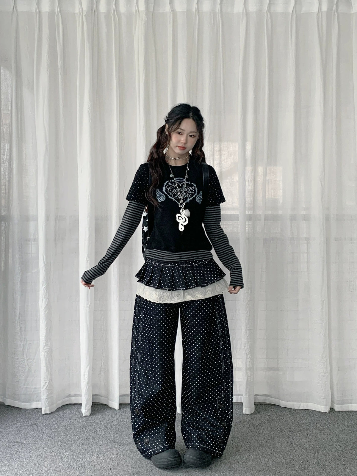 Angel Heart Stripe Layered Long Sleeve Top