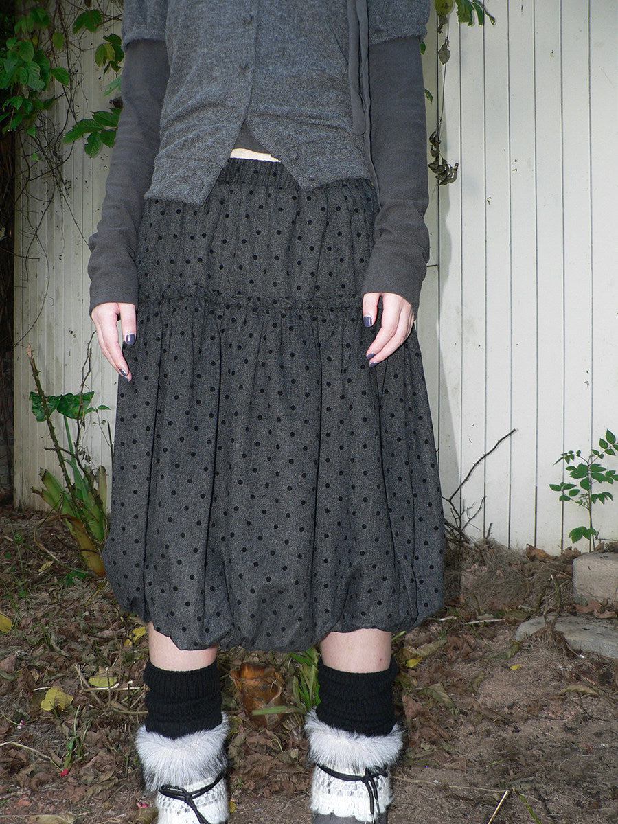Polka Dot Balloon Midi Skirt