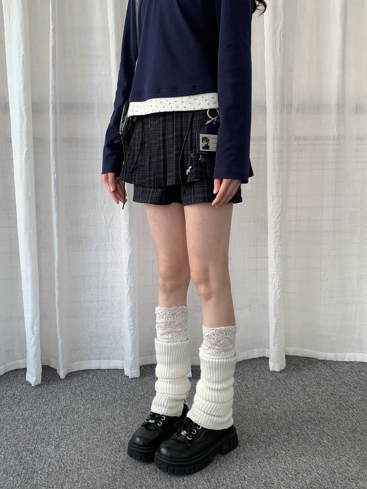 Plaid Layered Skort — Black