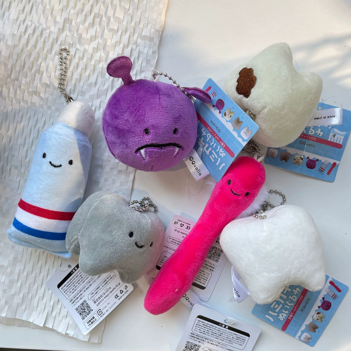 Cute Tooth Plush Bag Charm Keychain