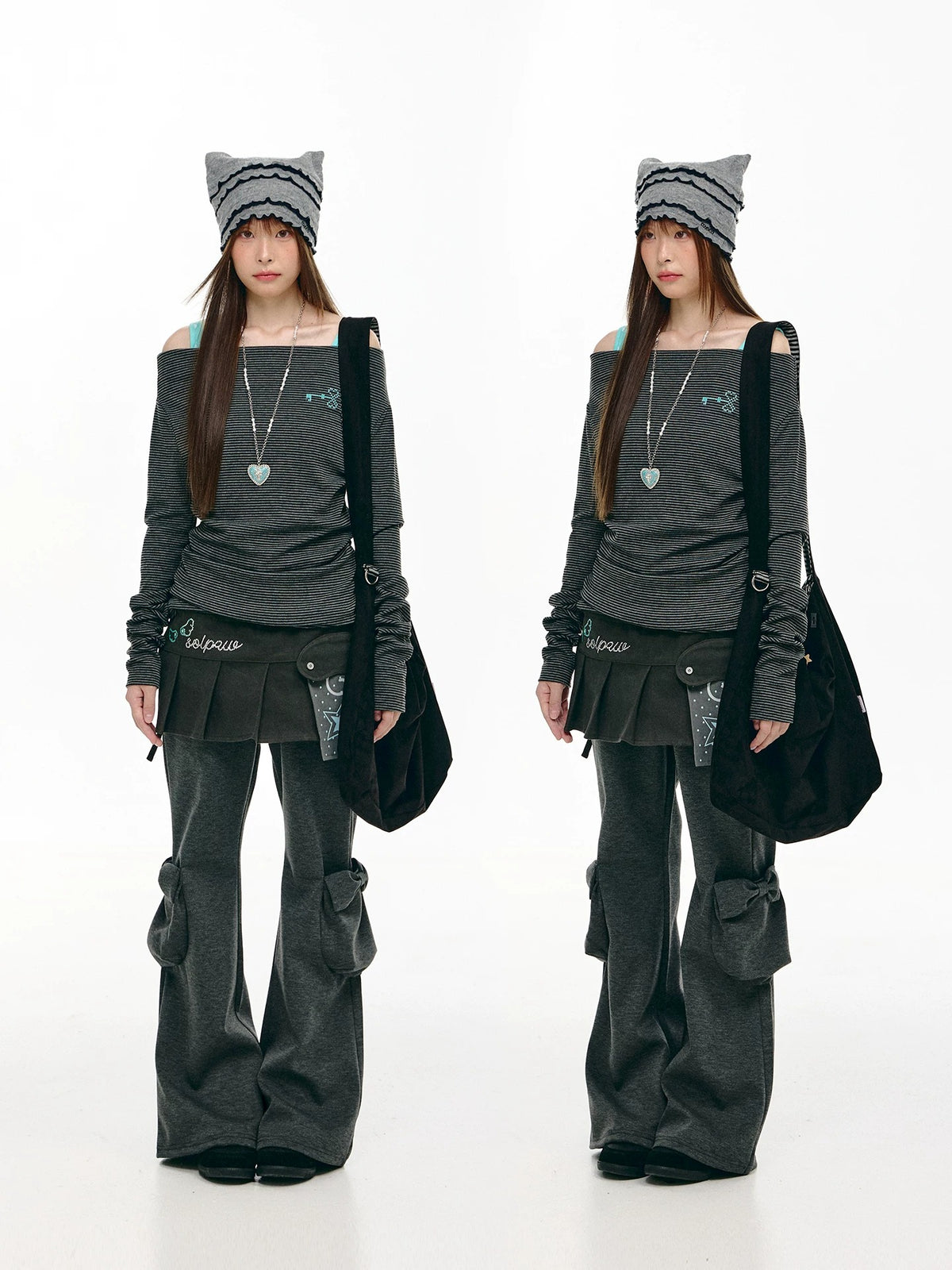 Star Pocket Pleated Layering Wrap Skirt