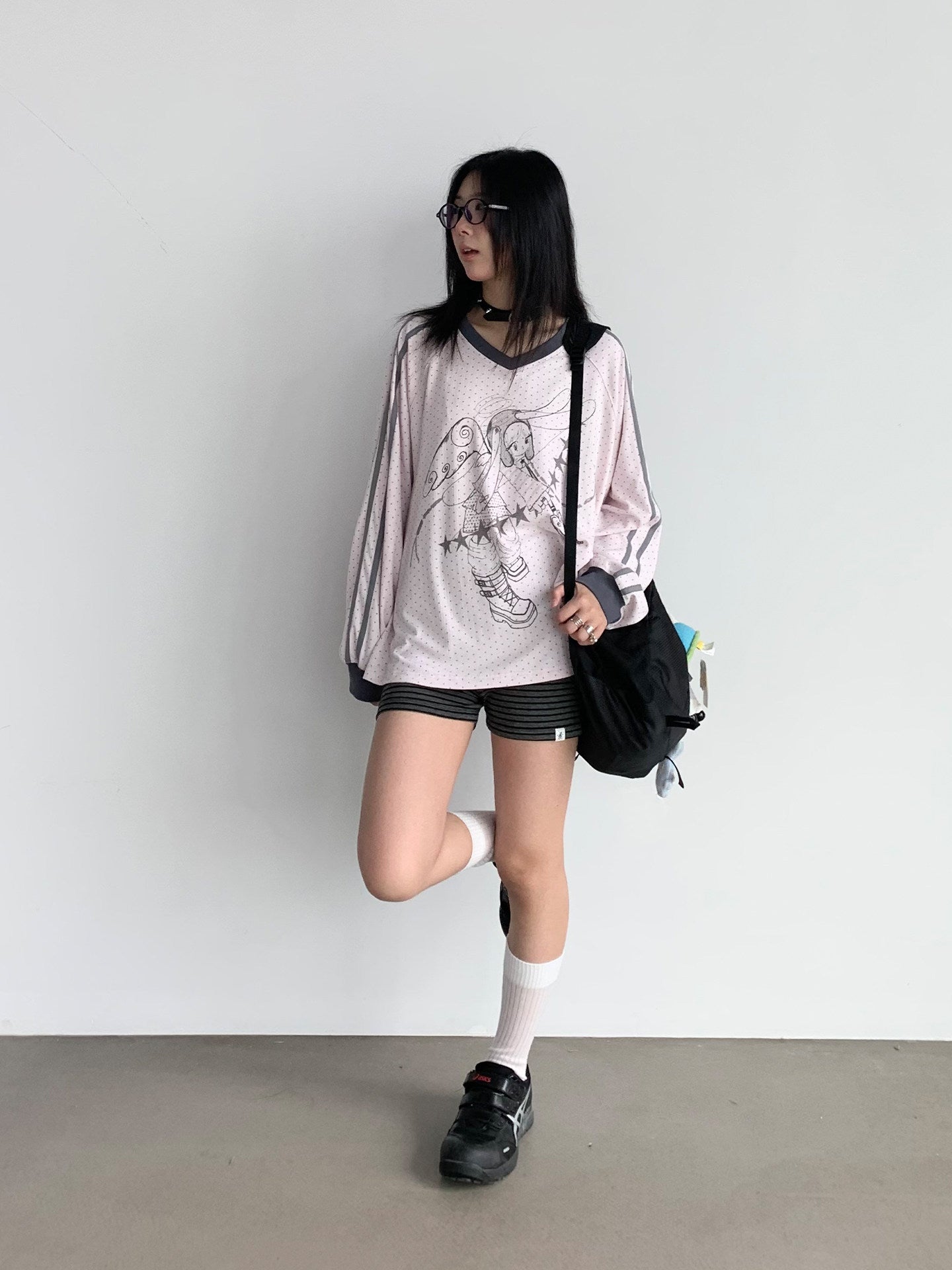 Dreaming Star Girl Oversized Jersey Long-Sleeve Tee