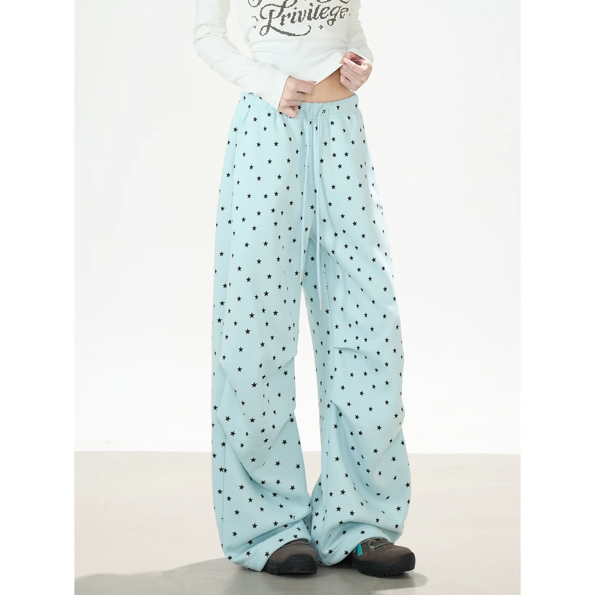 Allover Star Wide-Leg Sweatpants