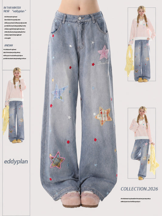 Star Patch Wide-Leg Jeans