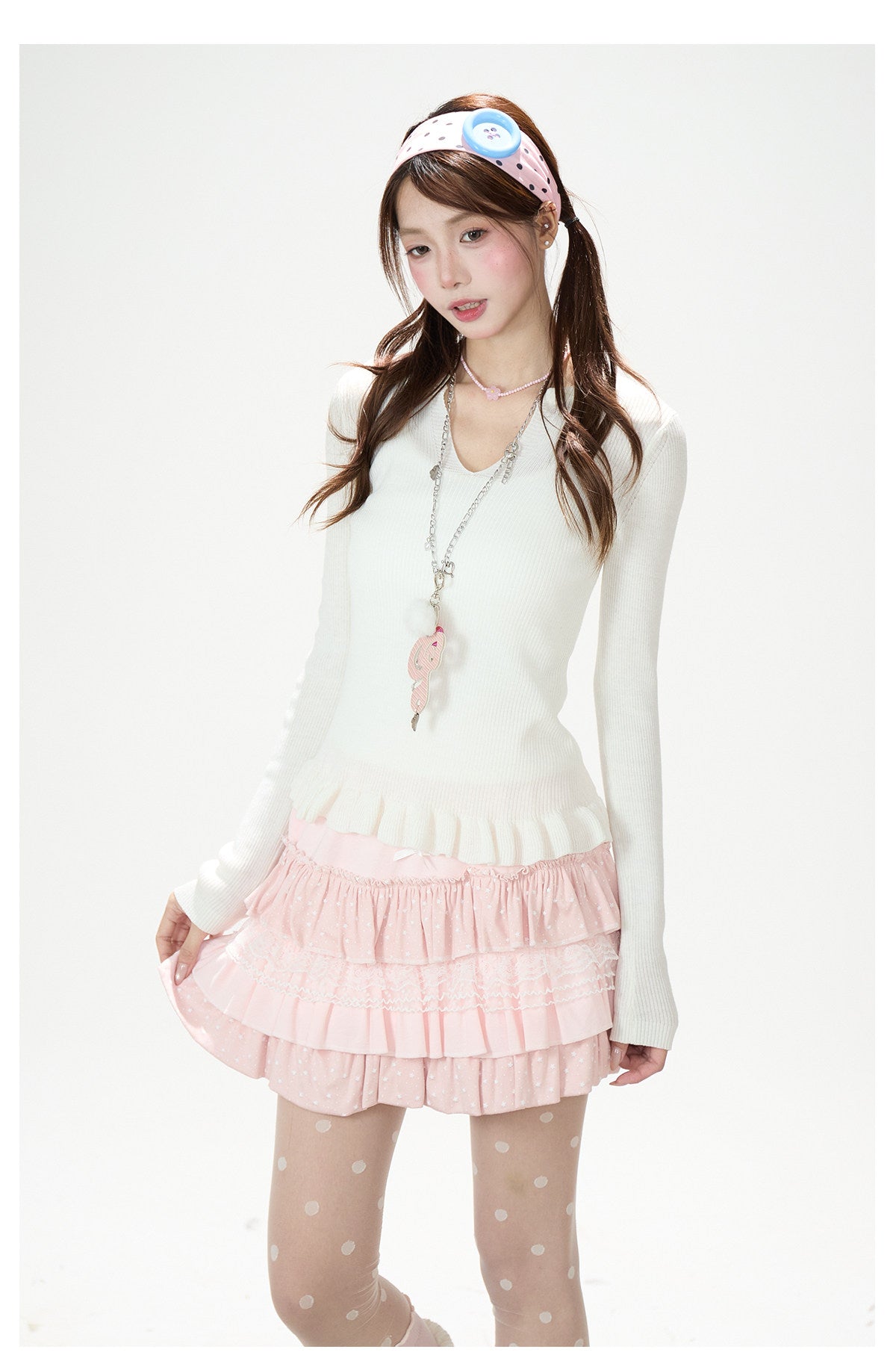 Soft Stripe Knit Vest & Long Sleeve Layered Two-Piece Set