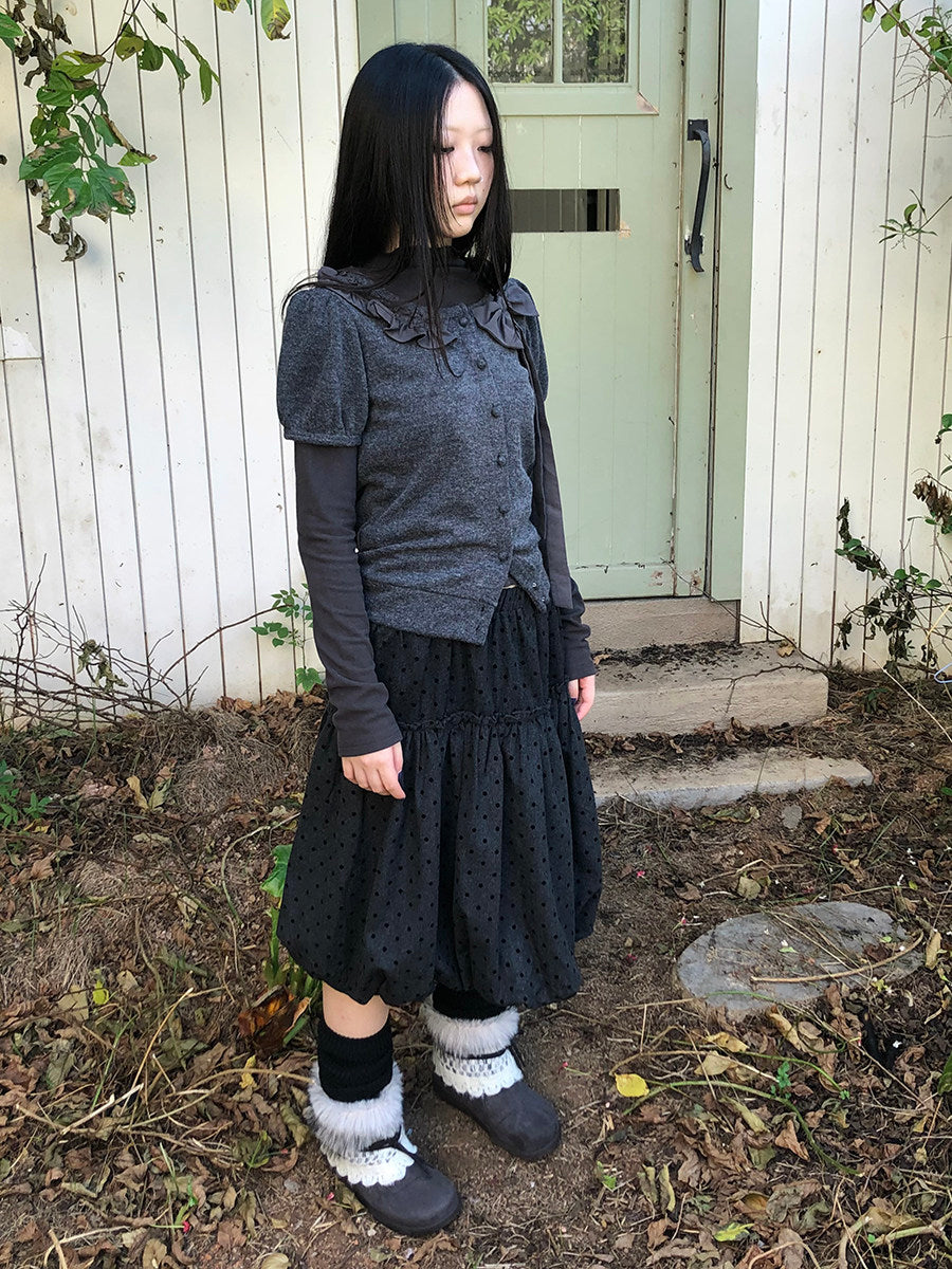 Bow-Detail Knit Cardigan & Long Sleeve Two-Piece Set