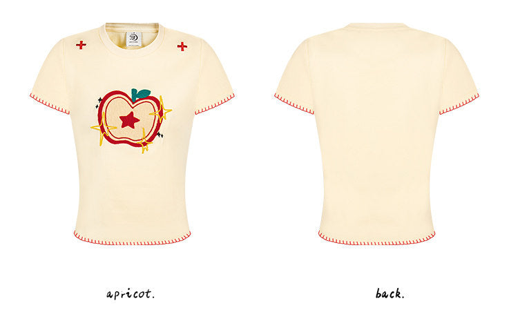 Apple Star Embroidered Baby Tee