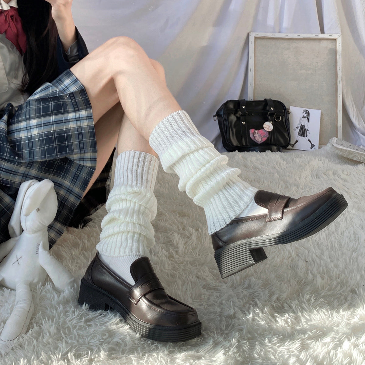 Ribbed Knit Slouch Leg Warmers