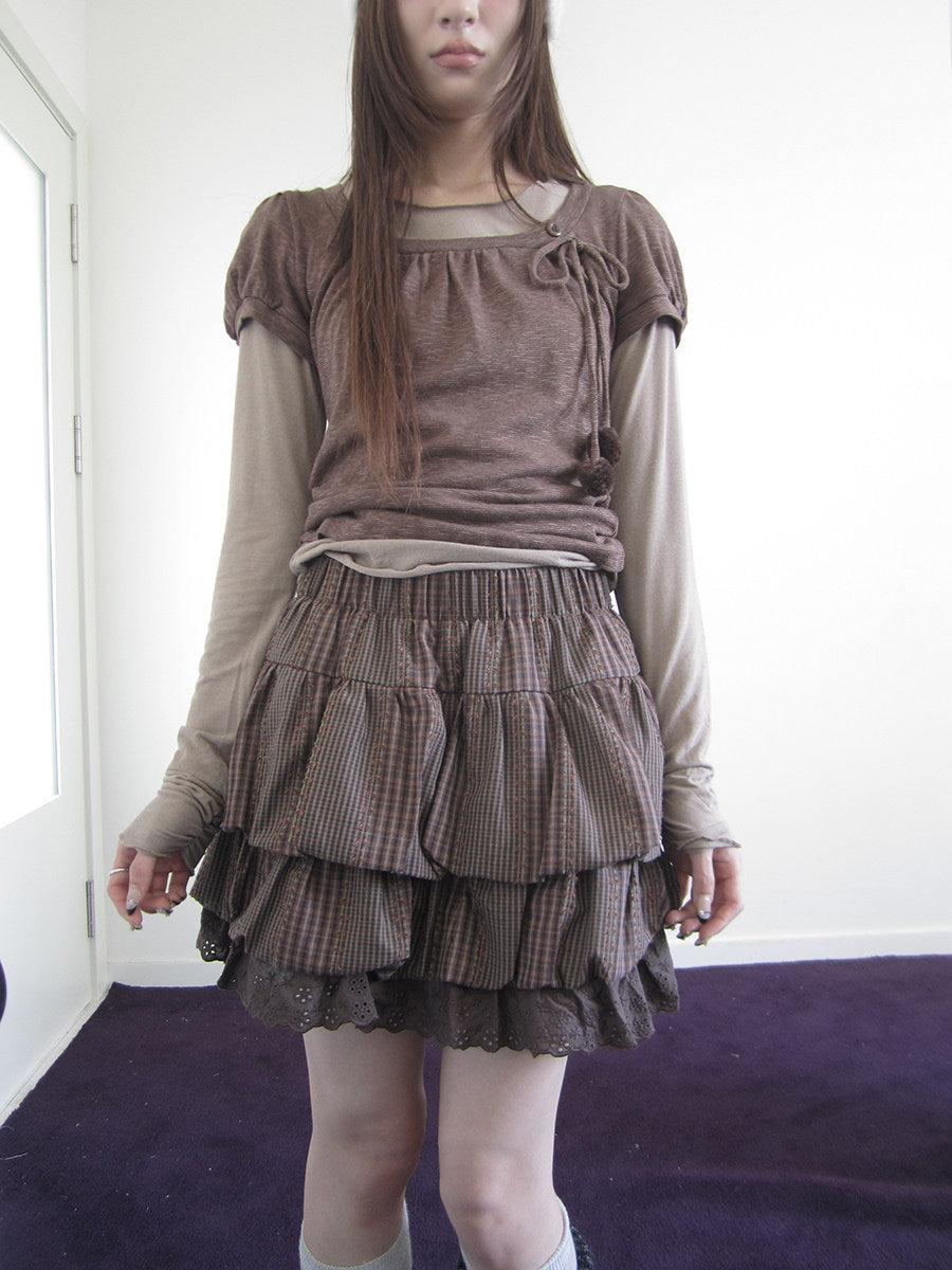 Plaid Layered Ruffle Mini Skirt