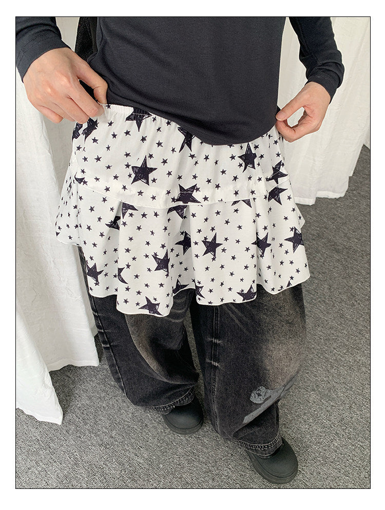 Star Print Layering Mini Skirt