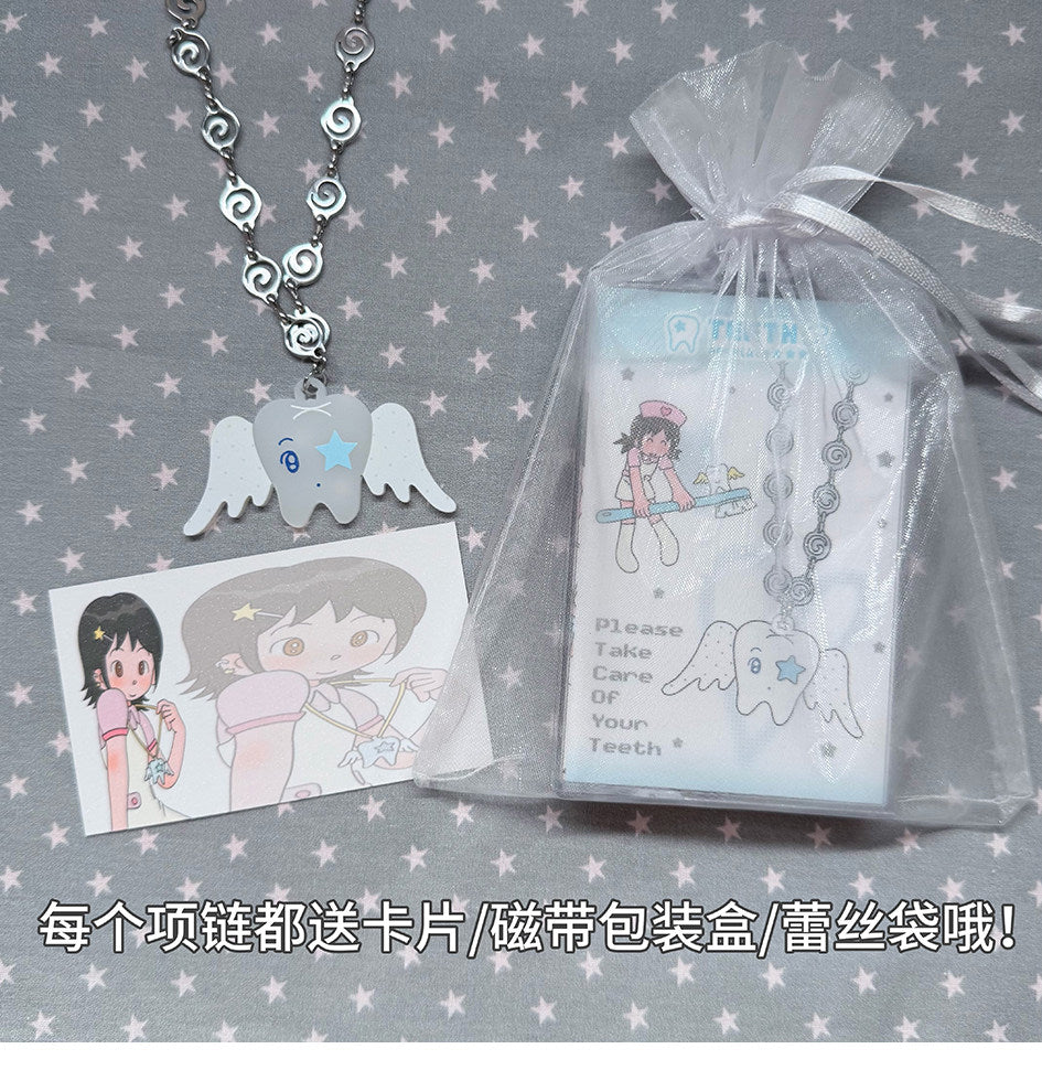 Please Take Care Angel Tooth Necklace