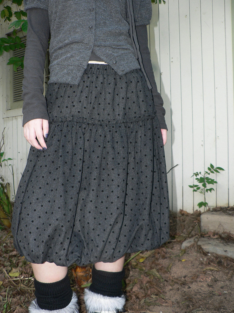 Polka Dot Balloon Midi Skirt