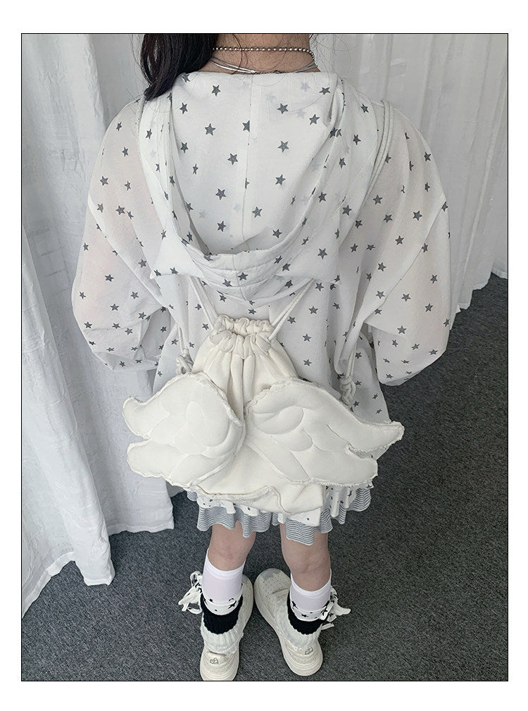 Star Print Sheer Hooded Lightweight Jacket