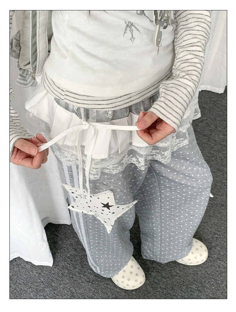 Star Patch Sweatpants — Grey Wide Fit