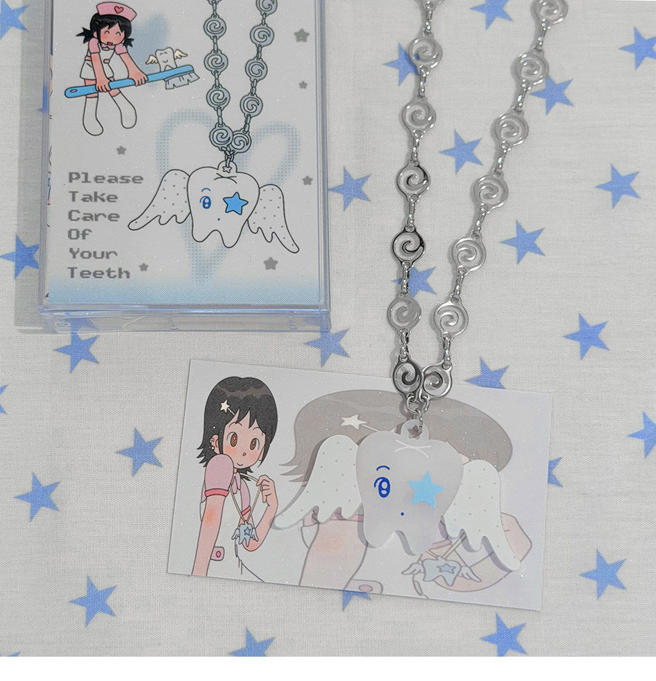 Please Take Care Angel Tooth Necklace