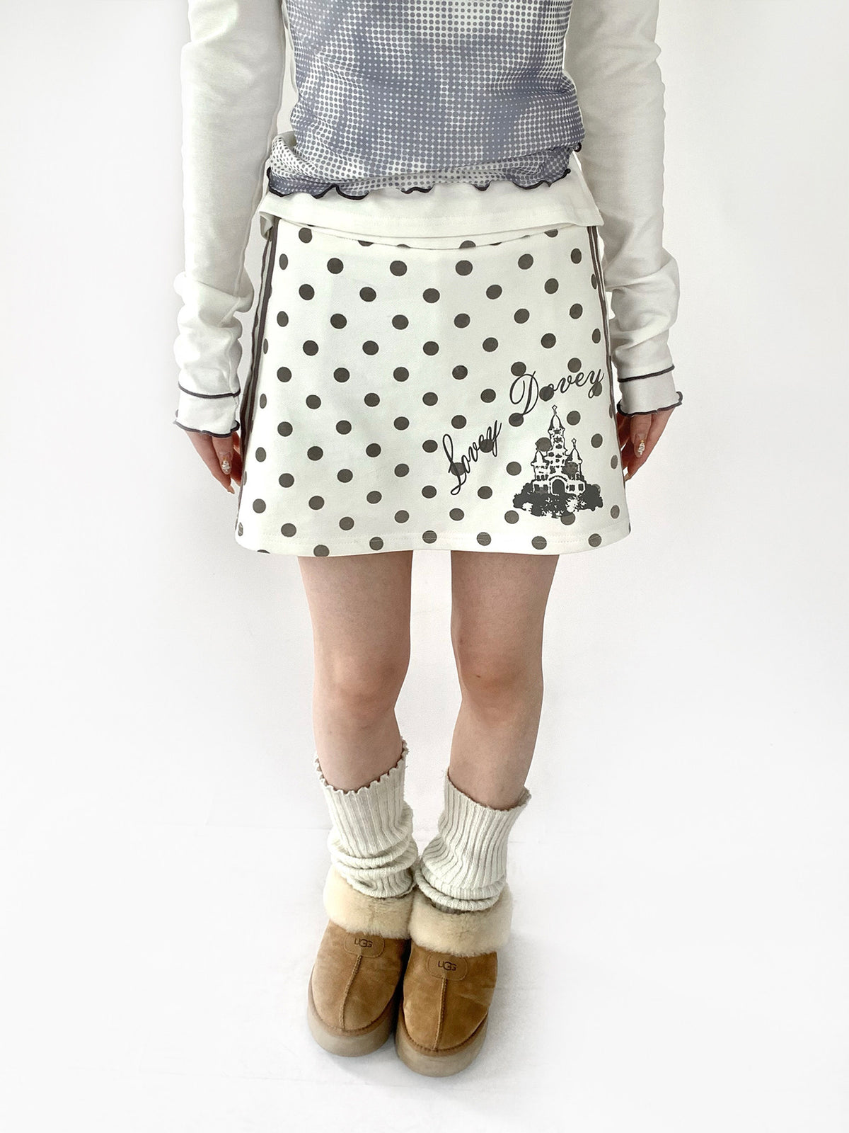 Polka Dot Dream Castle Low-Rise Mini Skirt