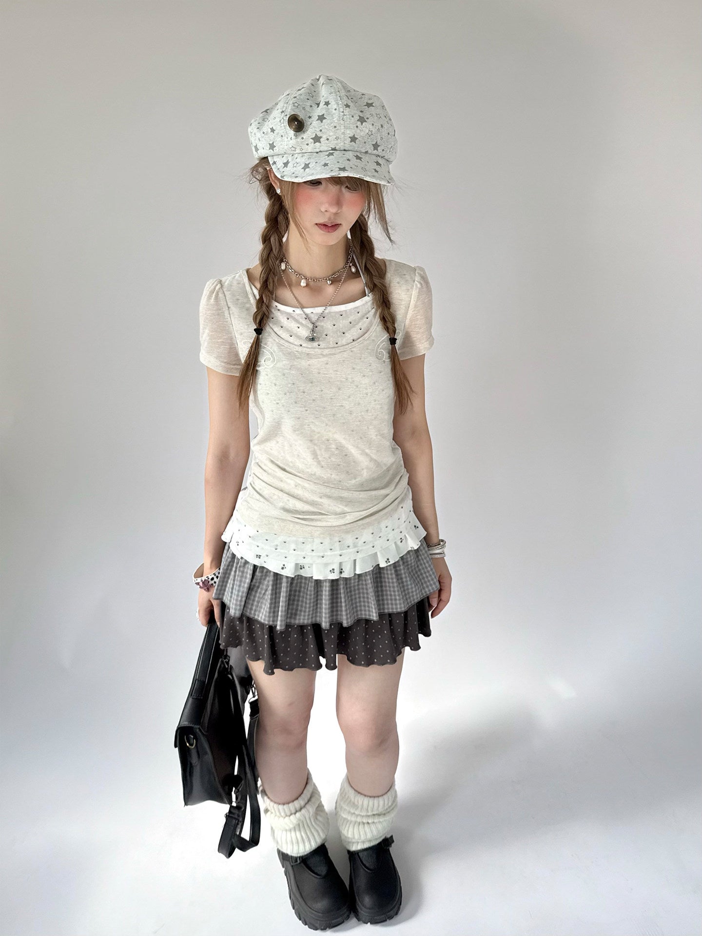 Angel Cat Back-Tie Layered Lyocell Tee