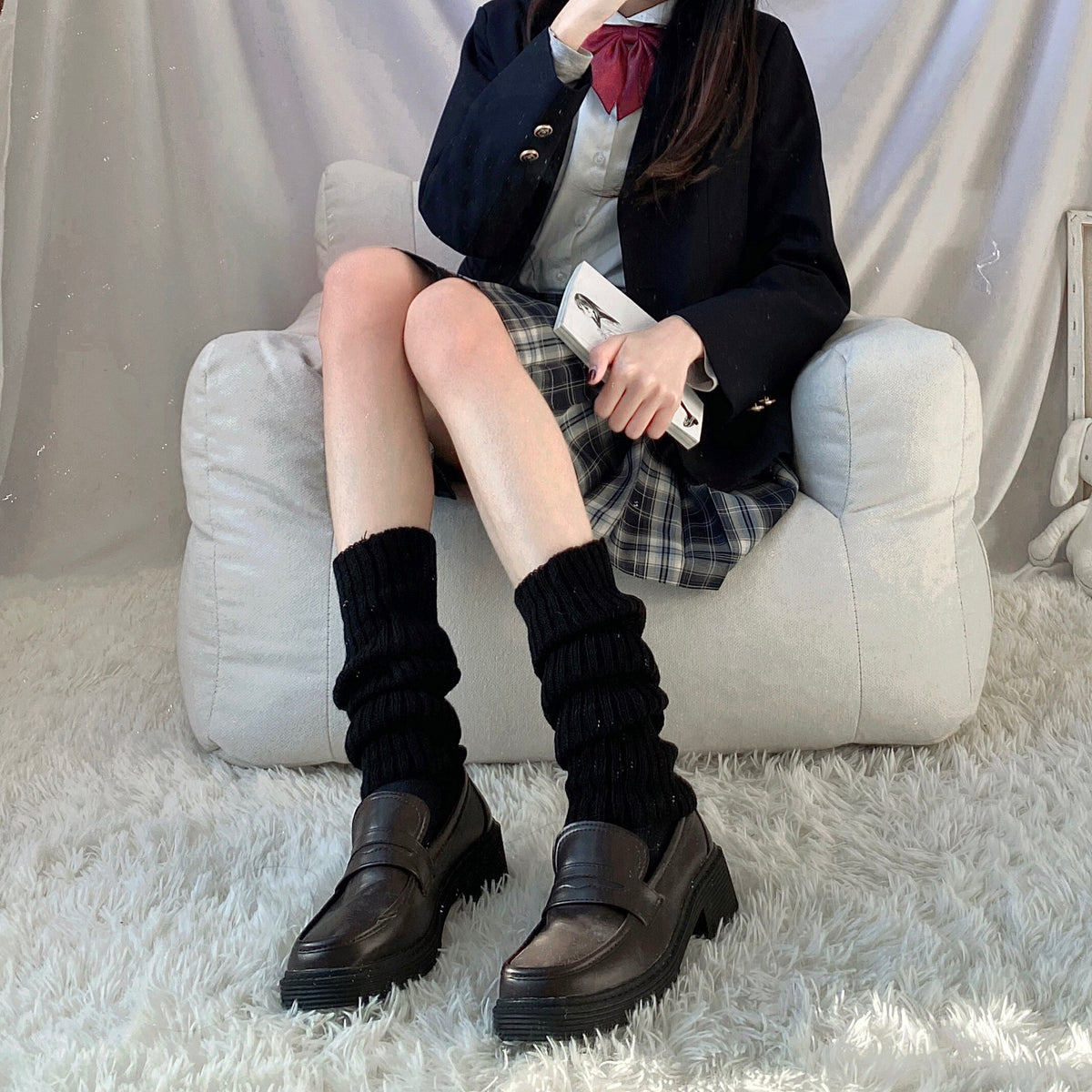 Ribbed Knit Slouch Leg Warmers