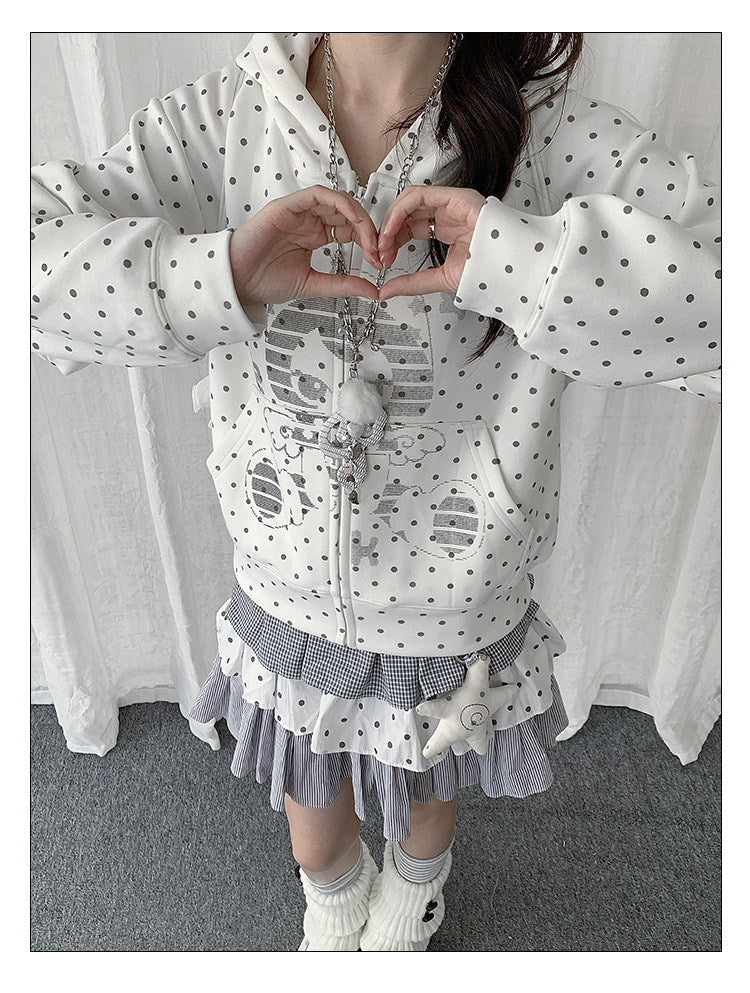 Polka Dot Dream Planet Zip-Up Hoodie