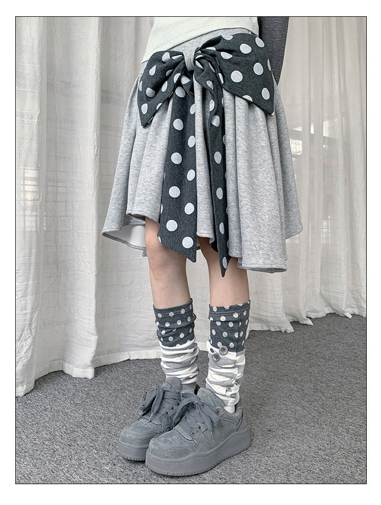 Polka Dot Stripe Button Slouch Leg Warmers