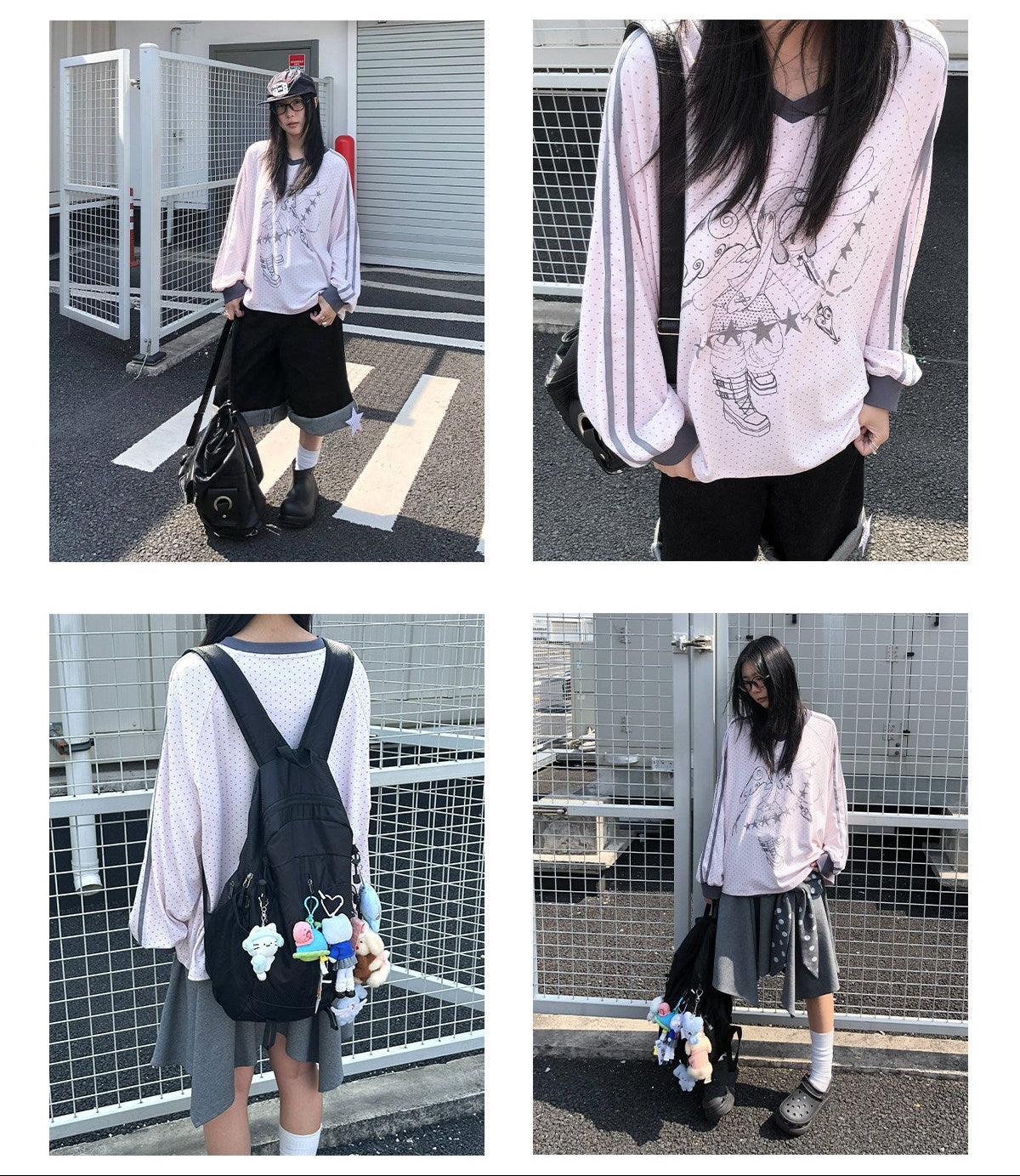 Dreaming Star Girl Oversized Jersey Long-Sleeve Tee