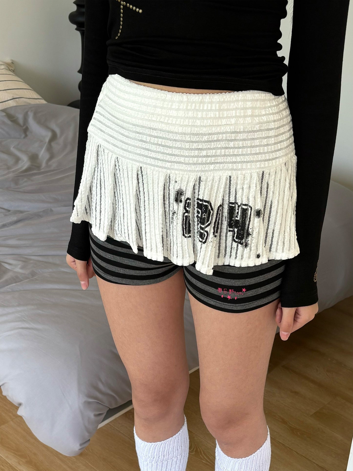 Ivory Signal Layered Pleated Skort