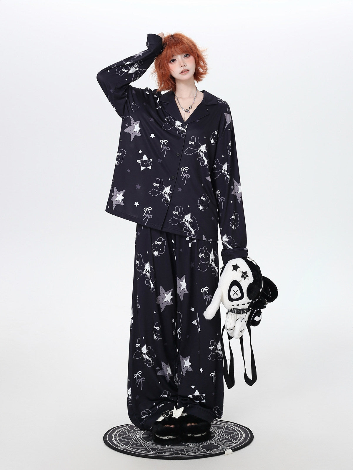Bunny Star Print Long-Sleeve Pajama Set