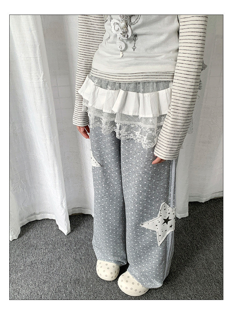 Star Patch Sweatpants — Grey Wide Fit