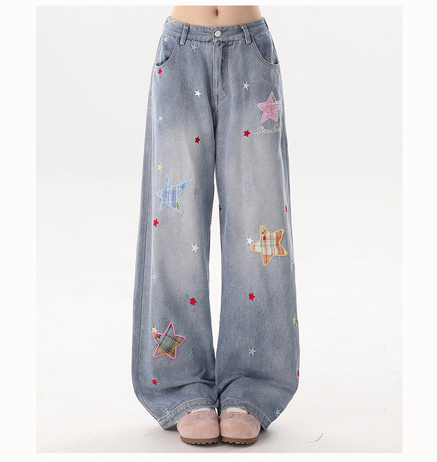 Star Patch Wide-Leg Jeans
