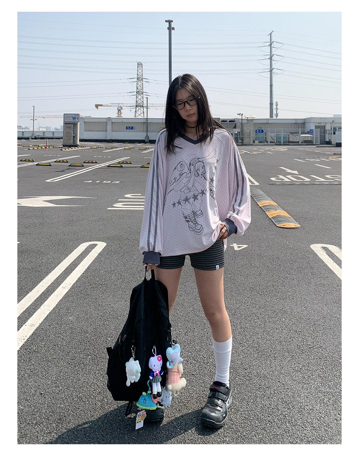 Dreaming Star Girl Oversized Jersey Long-Sleeve Tee