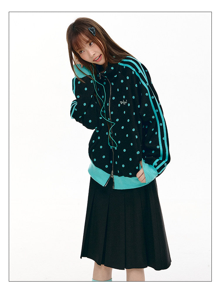 Mint Polka Dot Double-Zip Track Jacket