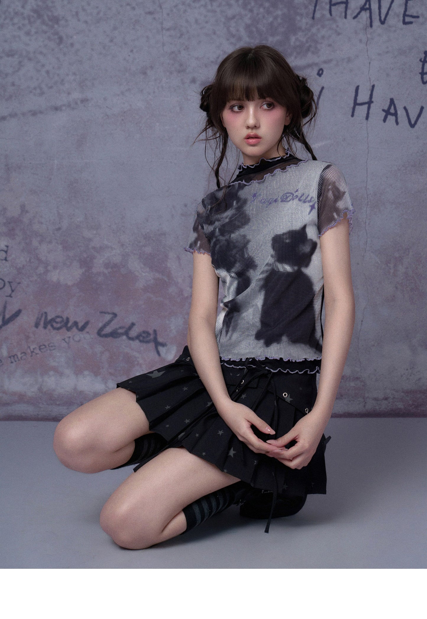 Midnight Cat Double-Layer Mesh Tee
