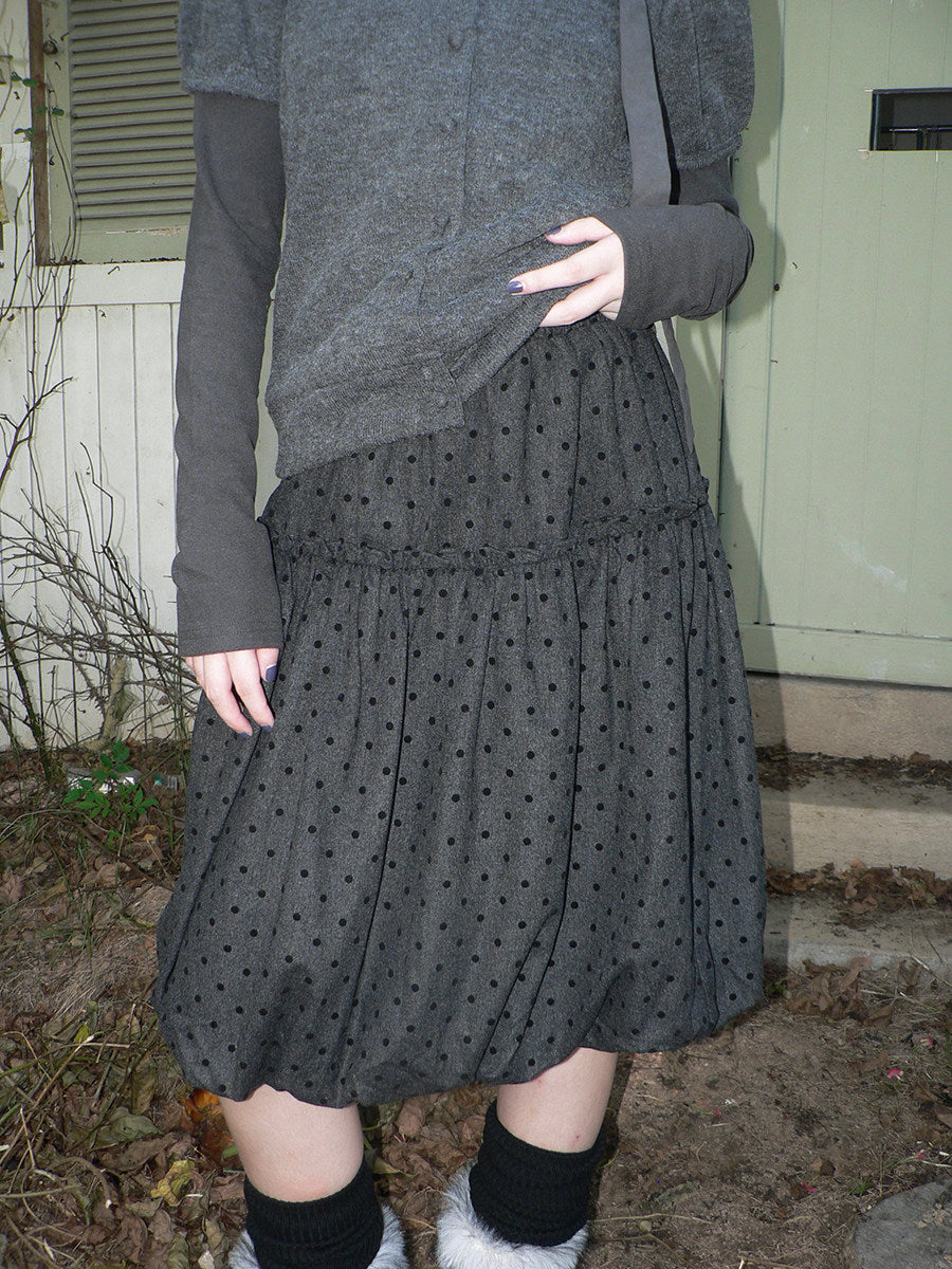 Polka Dot Balloon Midi Skirt