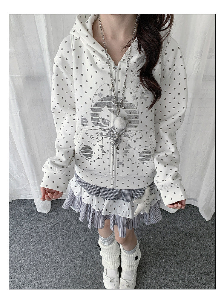Polka Dot Dream Planet Zip-Up Hoodie