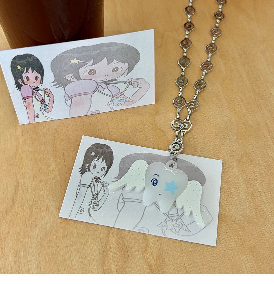 Please Take Care Angel Tooth Necklace