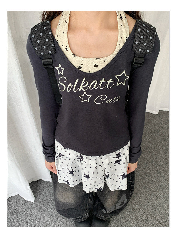 Star Print Layering Mini Skirt